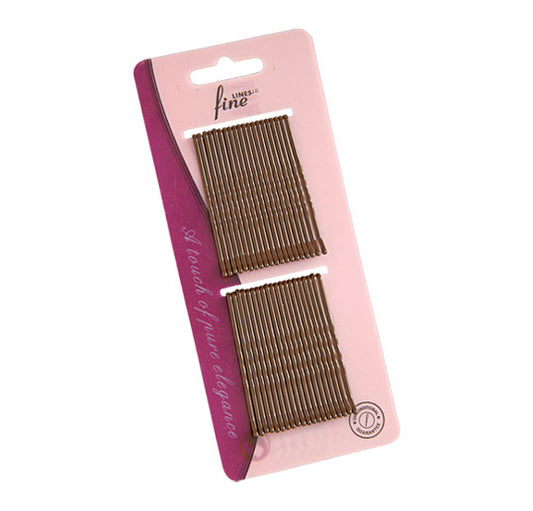 Bobby Pins, Large brown Secure your hair with our Blonde Bobby Pins. This pack of 60 non-twist, rust-resistant, ball-tipped hairpins is coated for extra comfort. Available in blonde, they are perfect for everyday use and professional styling, ensuring a secure hold and lasting durability.
