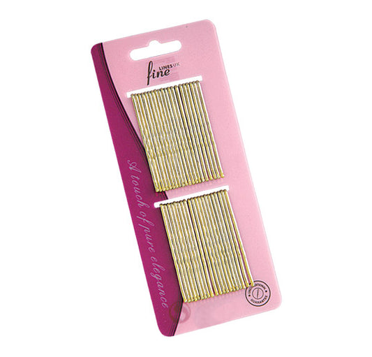 Bobby Pins, Large blond Secure your hair with our Blonde Bobby Pins. This pack of 60 non-twist, rust-resistant, ball-tipped hairpins is coated for extra comfort. Available in blonde, they are perfect for everyday use and professional styling, ensuring a secure hold and lasting durability.