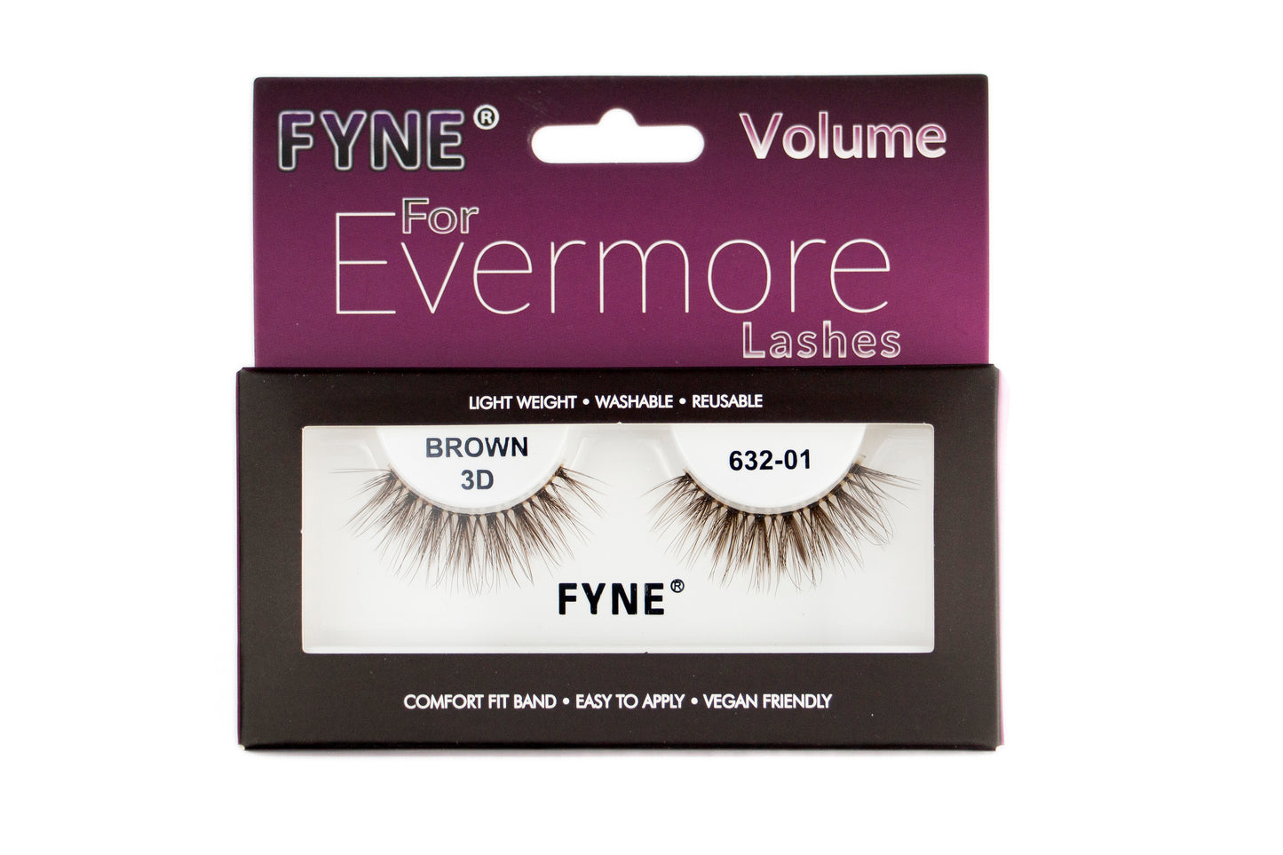 3D Strip eyelashes, Brown # 632-01