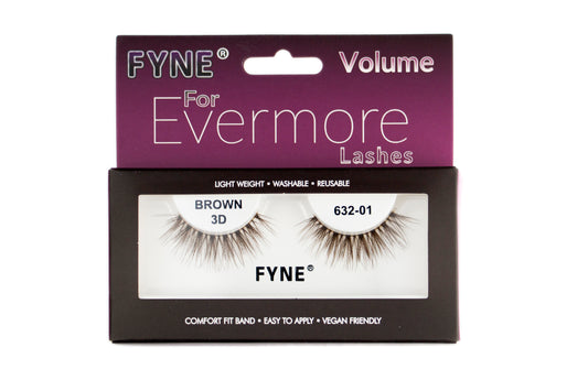 3D Strip eyelashes, Brown # 632-01